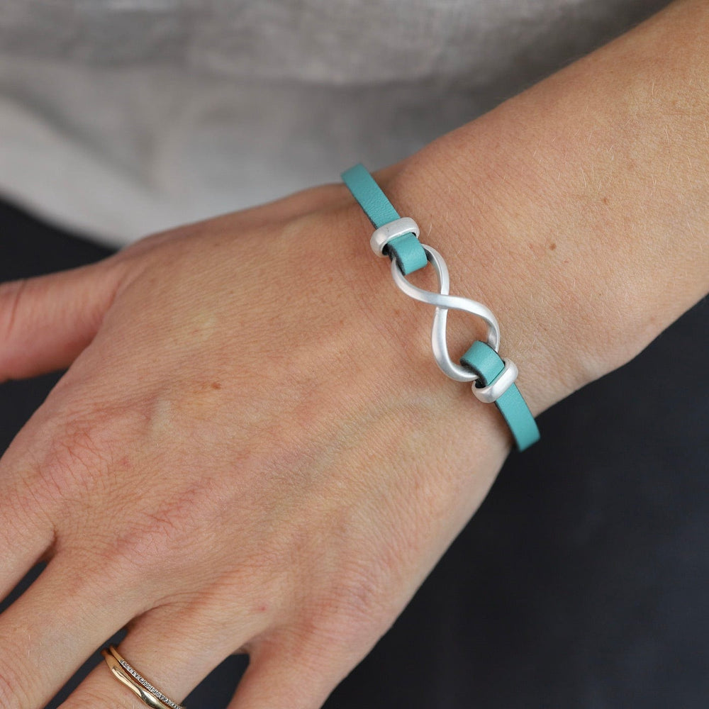 BRC-JM Matte Silver Turquoise Infinity Bracelet