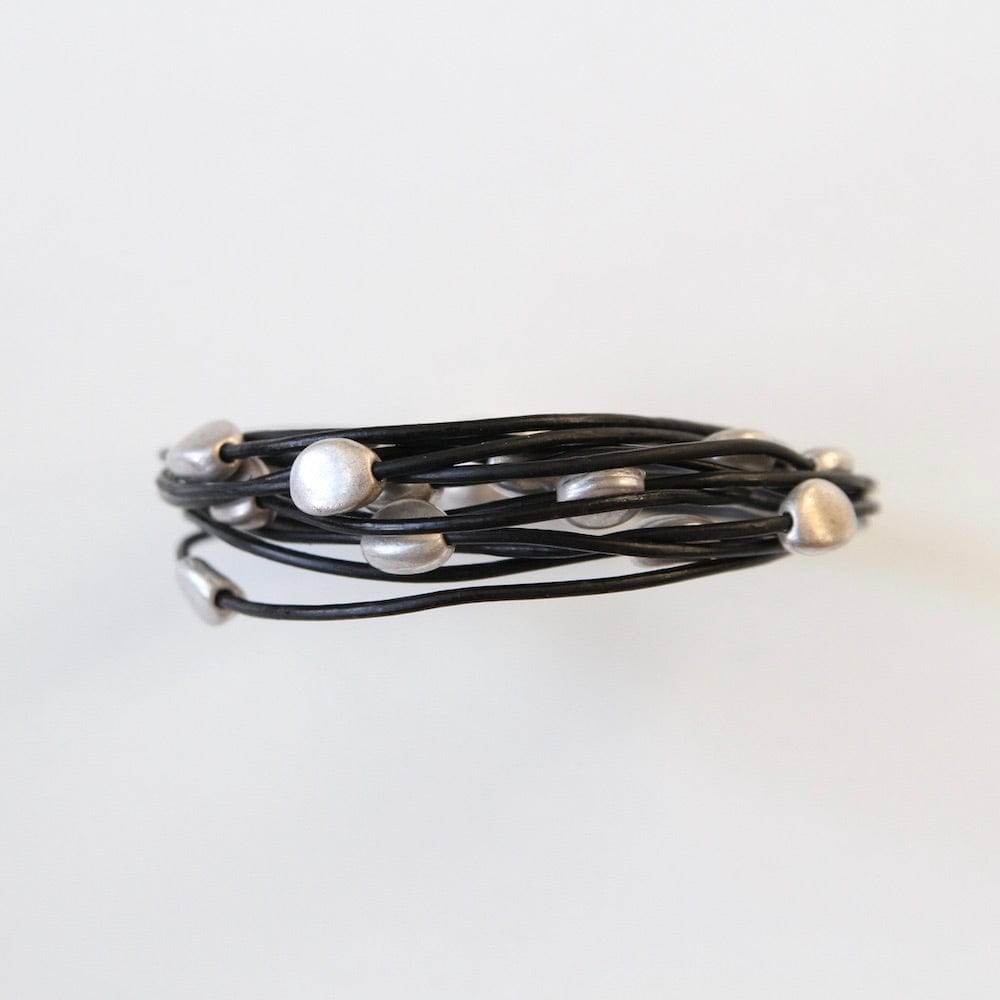 BRC-JM MULTI PEBBLE SILVER/ BLACK MAGNETIC BRACELET