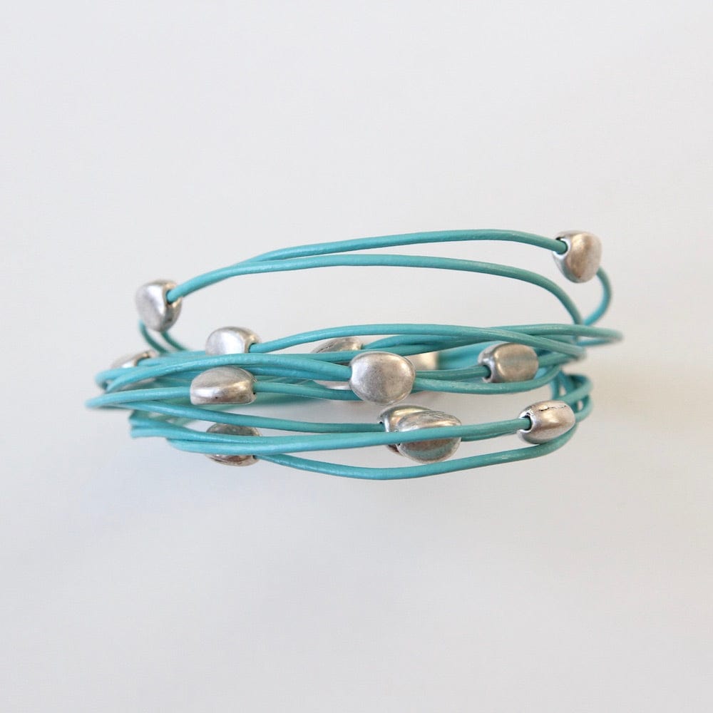 BRC-JM MULTI PEBBLE SILVER/ TURQUOISE MAGNETIC BRACELET