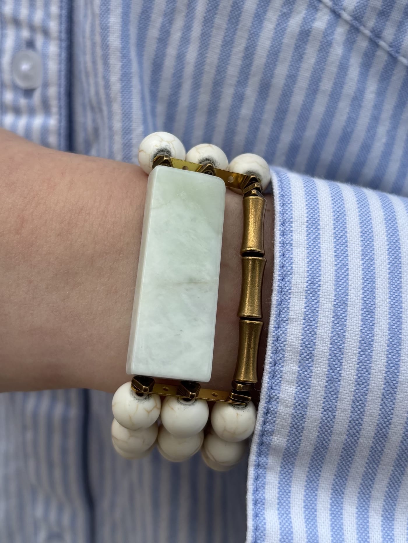 BRC-JM New Jade and White Turquoise Bracelet