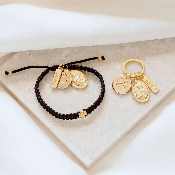 BRC-JM Pet Blessings Woven Bracelet & Pet Tag Set (Gold)
