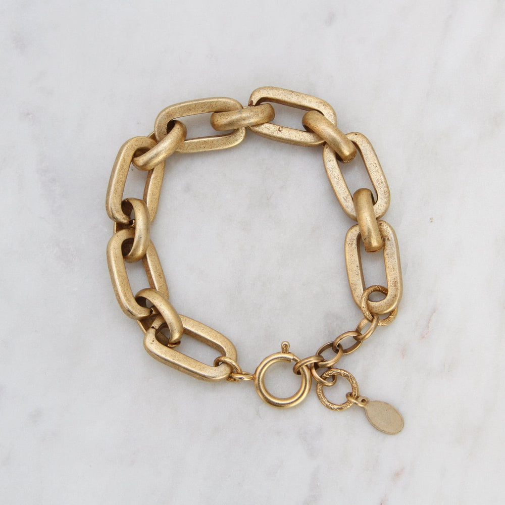 BRC-JM Rectangle & Oval Heavy Link Bracelet - Gold Plate