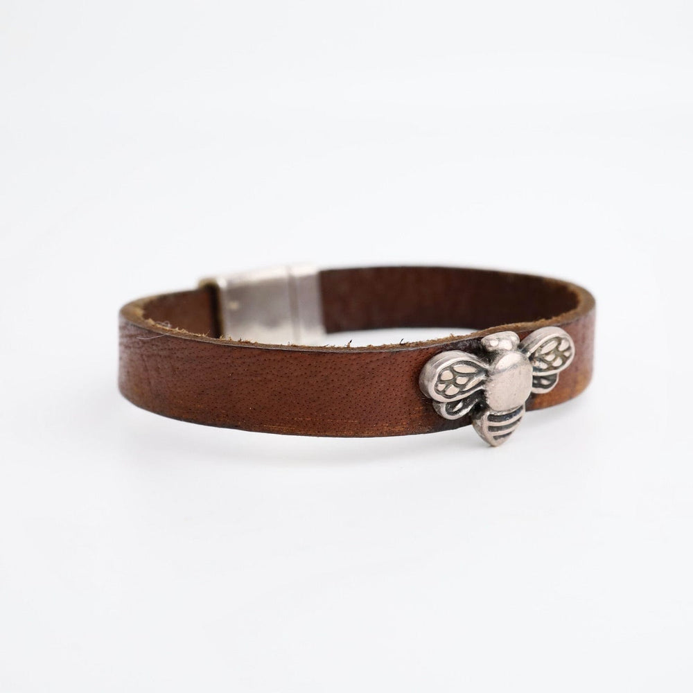 
                  
                    BRC-JM Silver Plated Bee on Leather Bracelet
                  
                