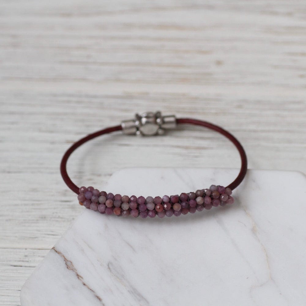 BRC-JM Small Rubies Hand Stitched Bracelet