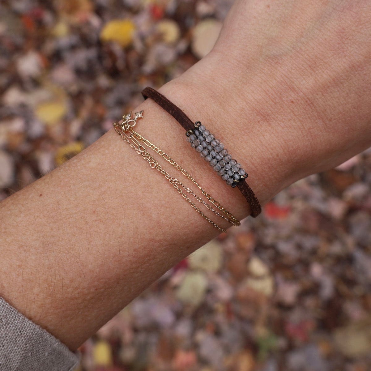 BRC-JM Smokey Quartz with Hematite Trim Bracelet