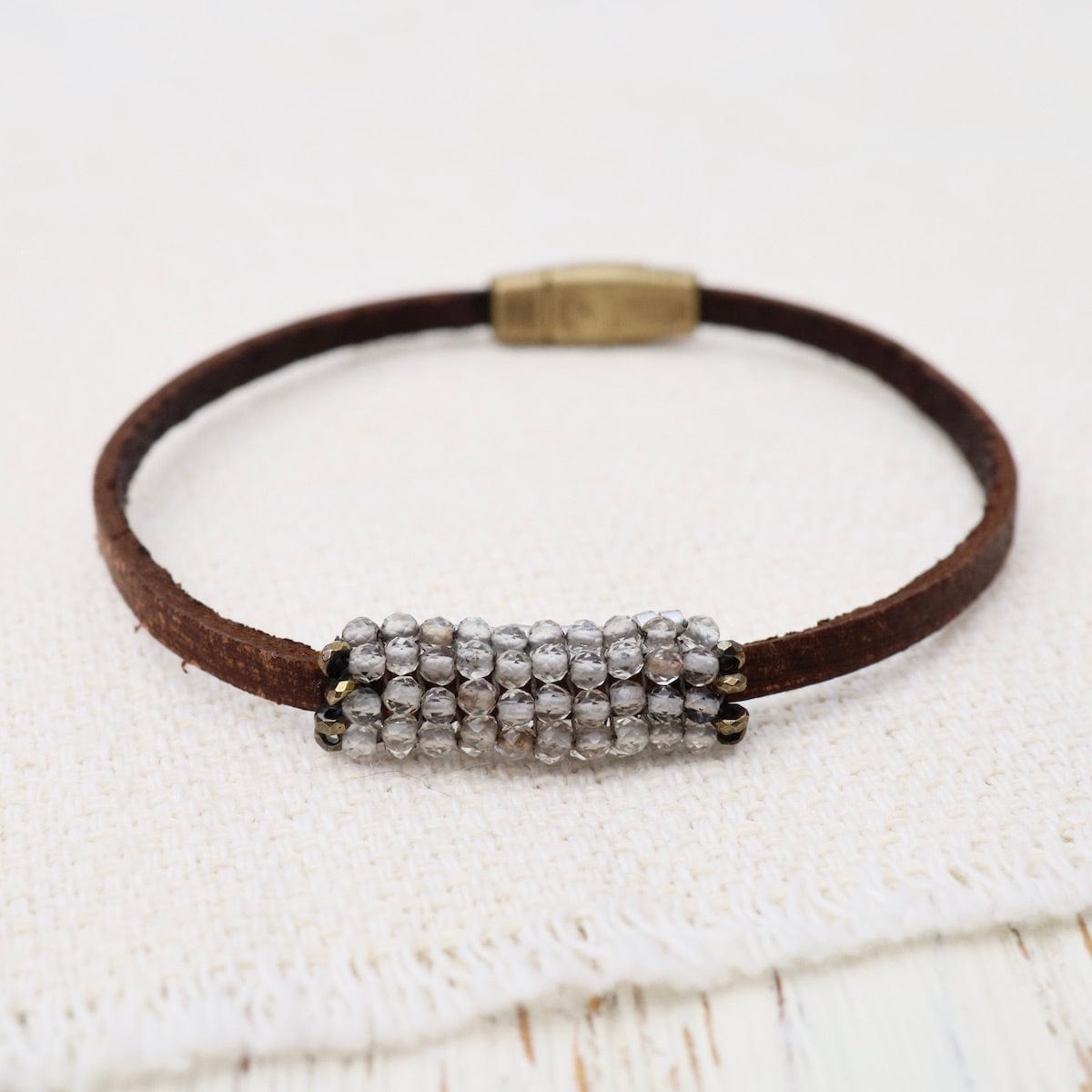 BRC-JM Smokey Quartz with Hematite Trim Bracelet