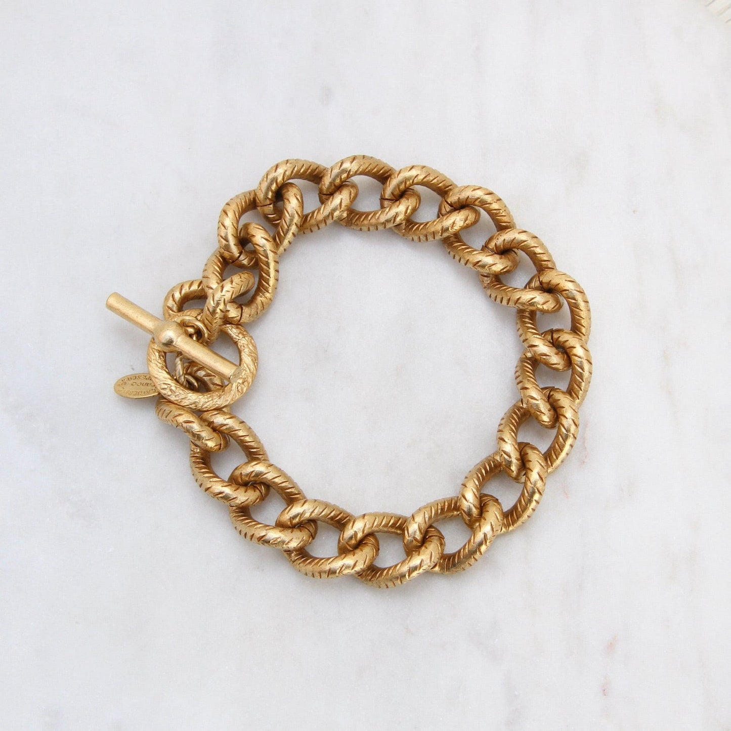 BRC-JM Textured Heavy Curb Chain Bracelet - Gold Plate