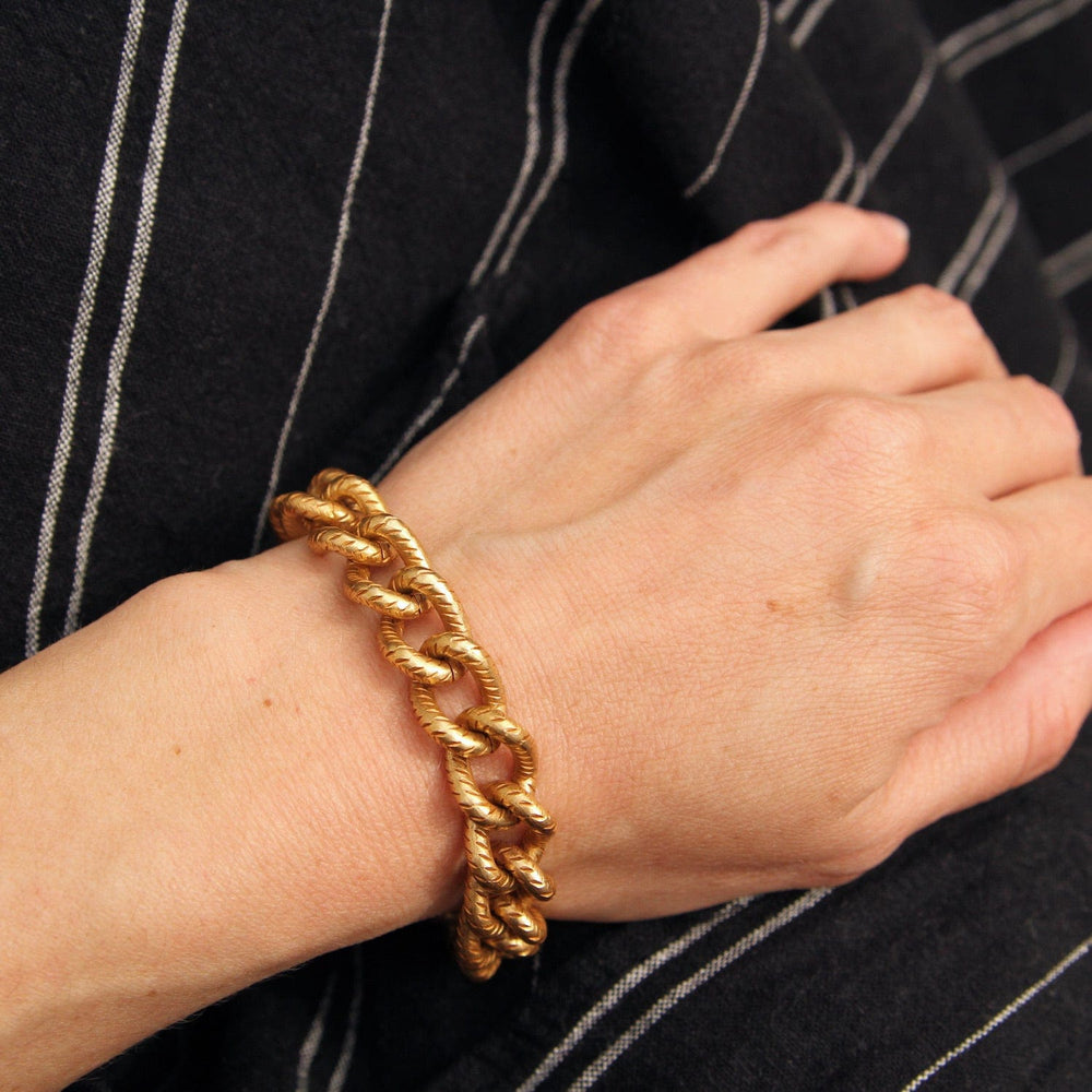 BRC-JM Textured Heavy Curb Chain Bracelet - Gold Plate