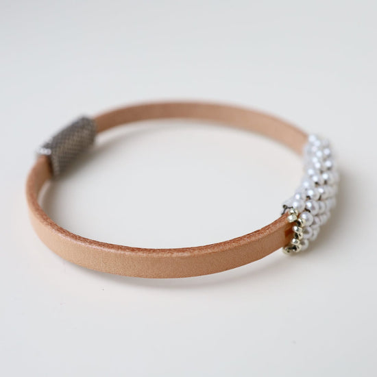 BRC-JM Tiny White Seed Pearls Hand Stitched Bracelet