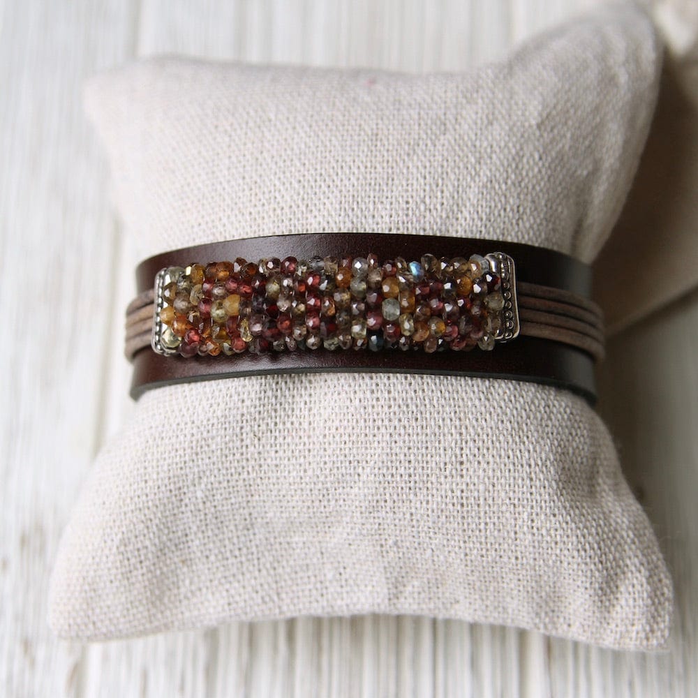 
                  
                    BRC-JM Tundra Sapphires Hand Stitched Leather Cuff
                  
                