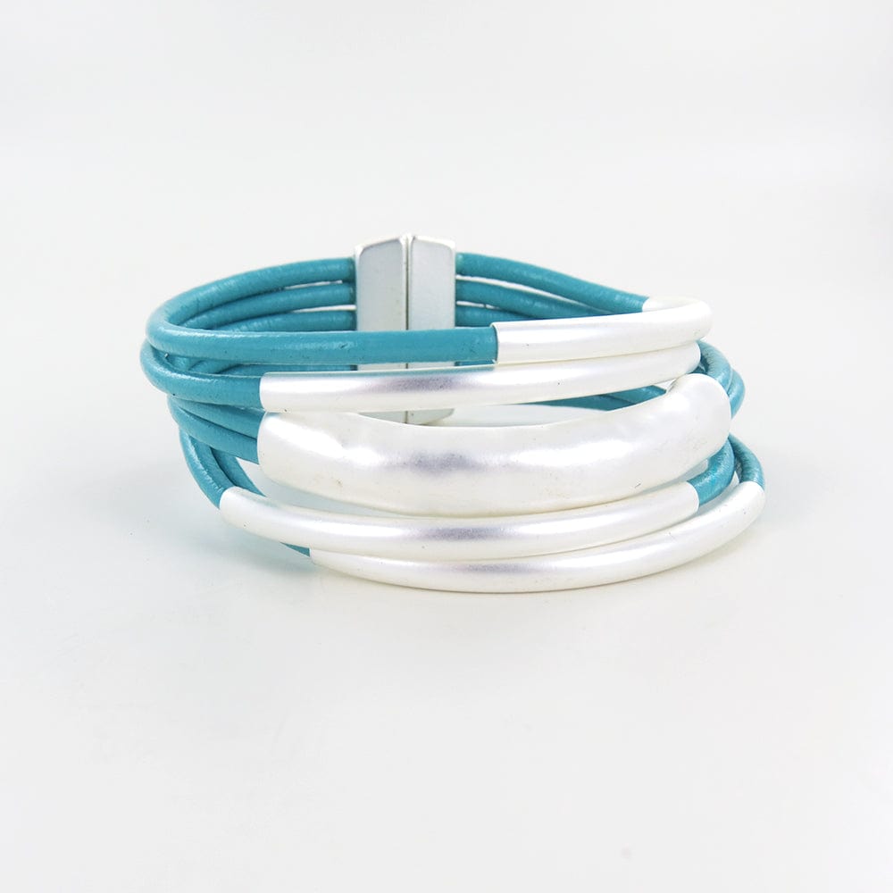 BRC-JM TURQUOISE TUBE MATTE SILVER BRACELET