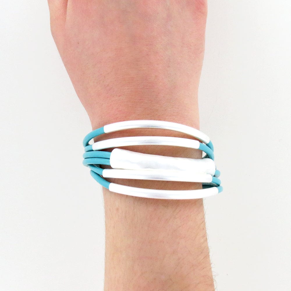 BRC-JM TURQUOISE TUBE MATTE SILVER BRACELET