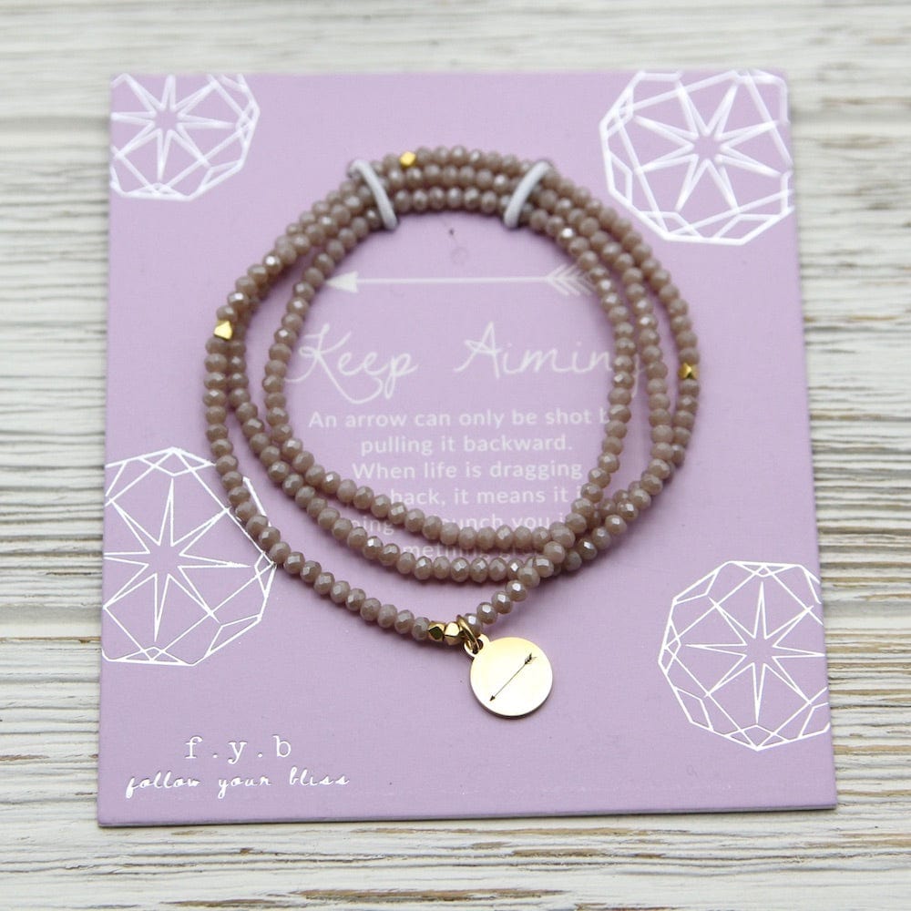 
                      
                        BRC Keep Aiming ~ Stretchy Nude Crystal Wrap Bracelet
                      
                    