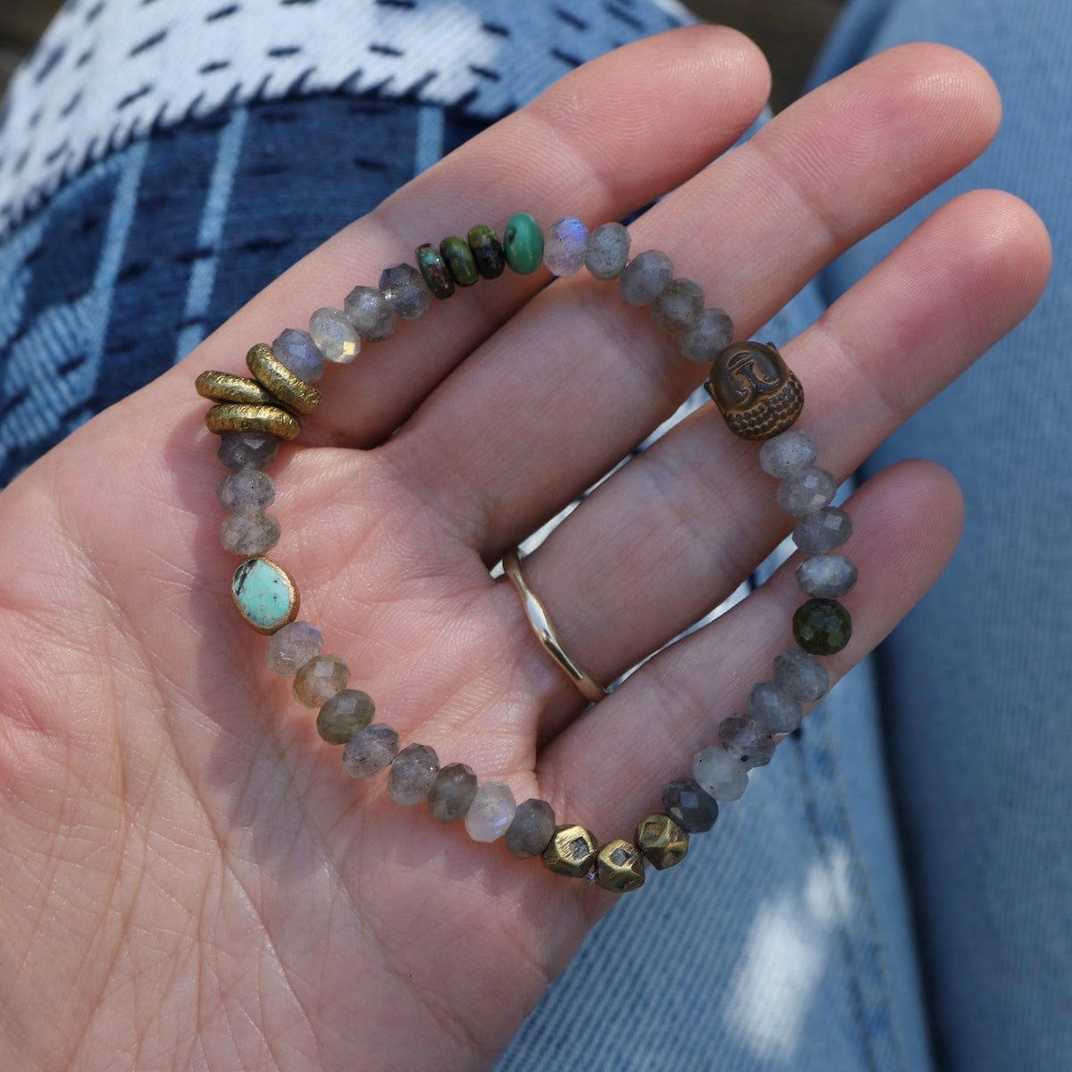 Labradorite, Brass rings & Buddha Bracelet – Dandelion Jewelry