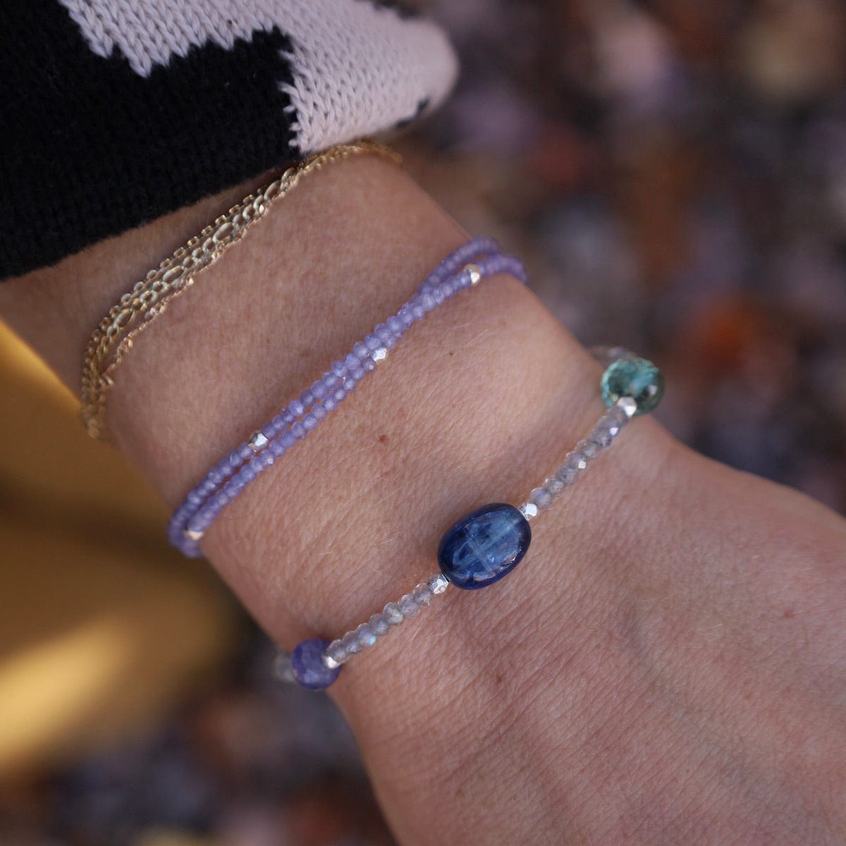 BRC Labradorite & Tanzanite Station Bracelet silver be