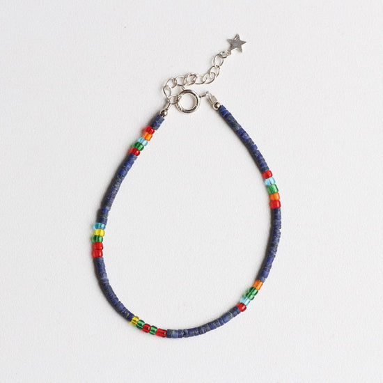 BRC Lapis and Mixed Glass Beads Simple Stone Bracelet