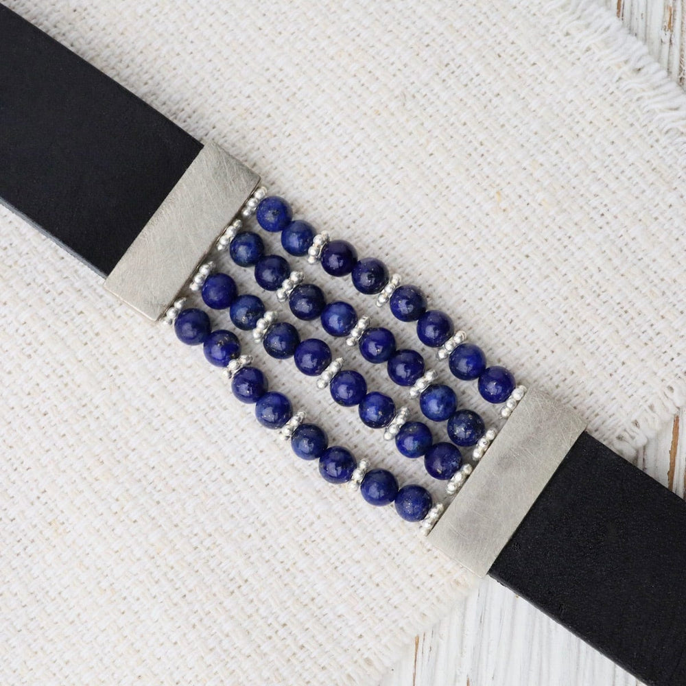 BRC Lapis Black Leather Bracelet