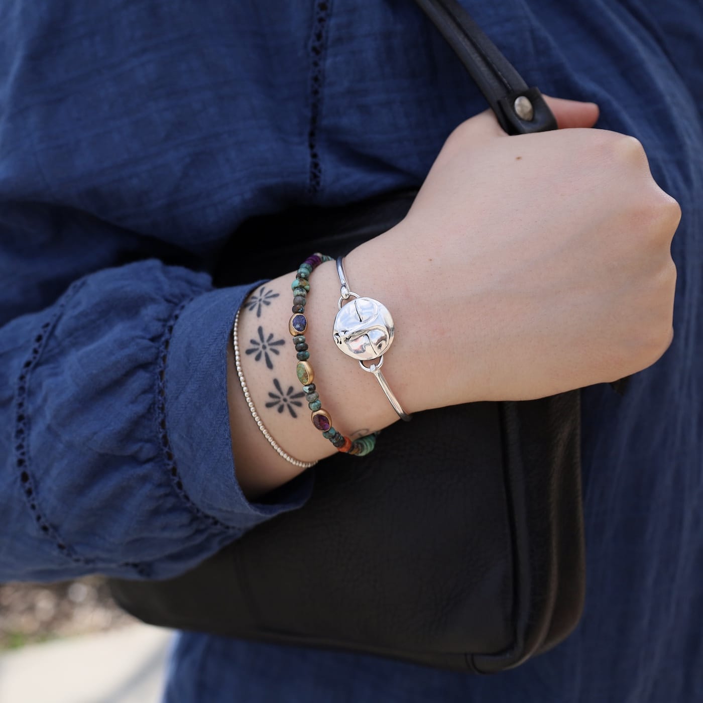 BRC Lapis, Blue and Purple Turquoise Silver Stretch Br