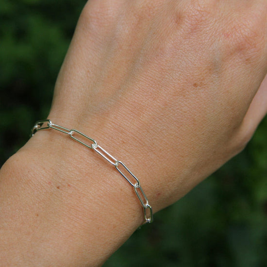 BRC Large Link Sterling Silver Flat Drawn Cable Chain Bracelet