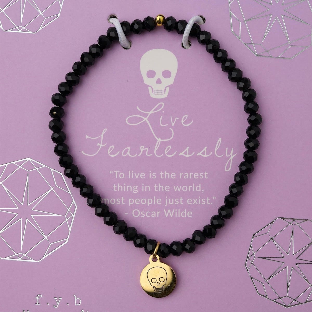 BRC Live Fearlessly - Stretchy Black Crystal Bracelet