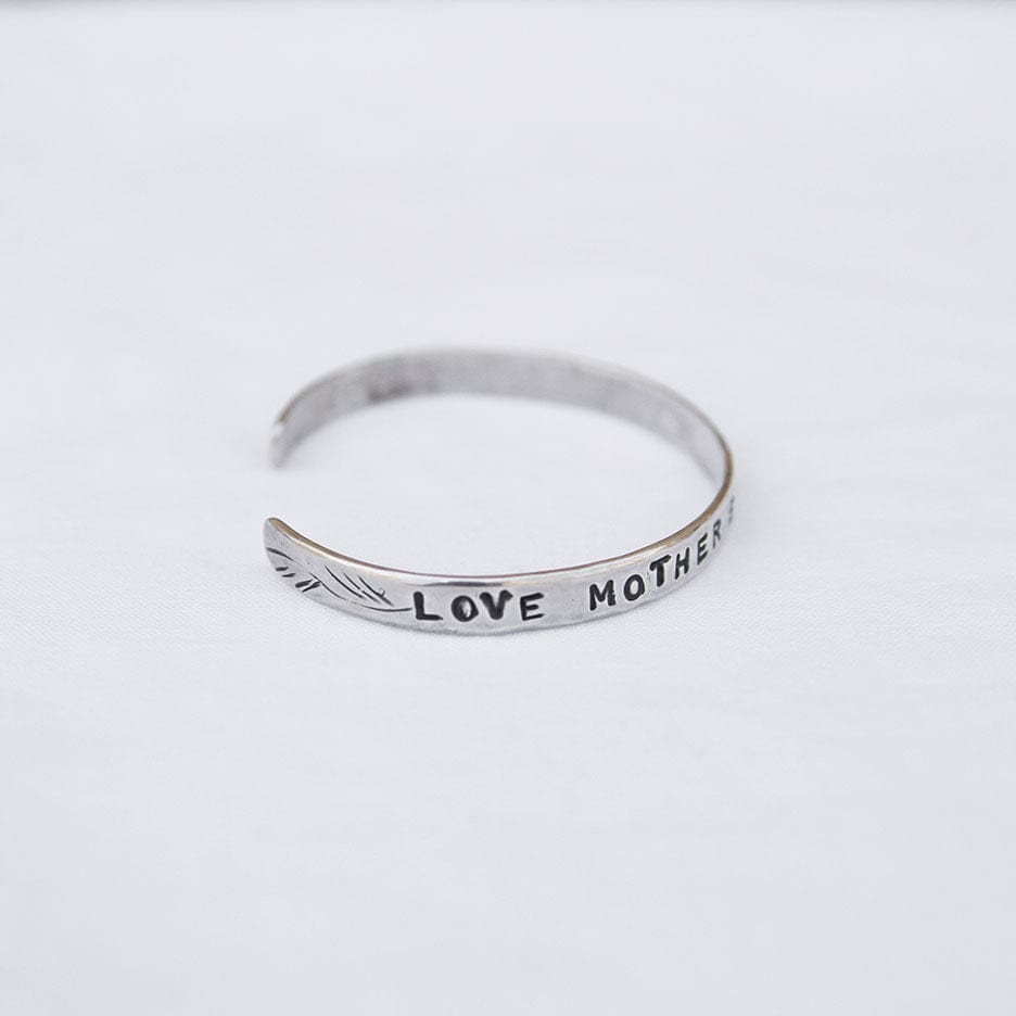 BRC "Love Mother Earth Giver Of Life" Sterling Silver Cuff Bracelet