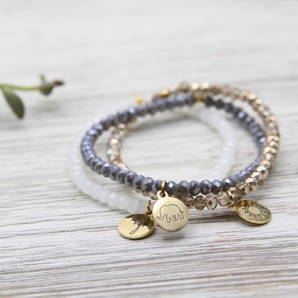 
                      
                        BRC LUCKY ELEPHANT - CRYSTAL GREY STRETCHY BRACELET
                      
                    