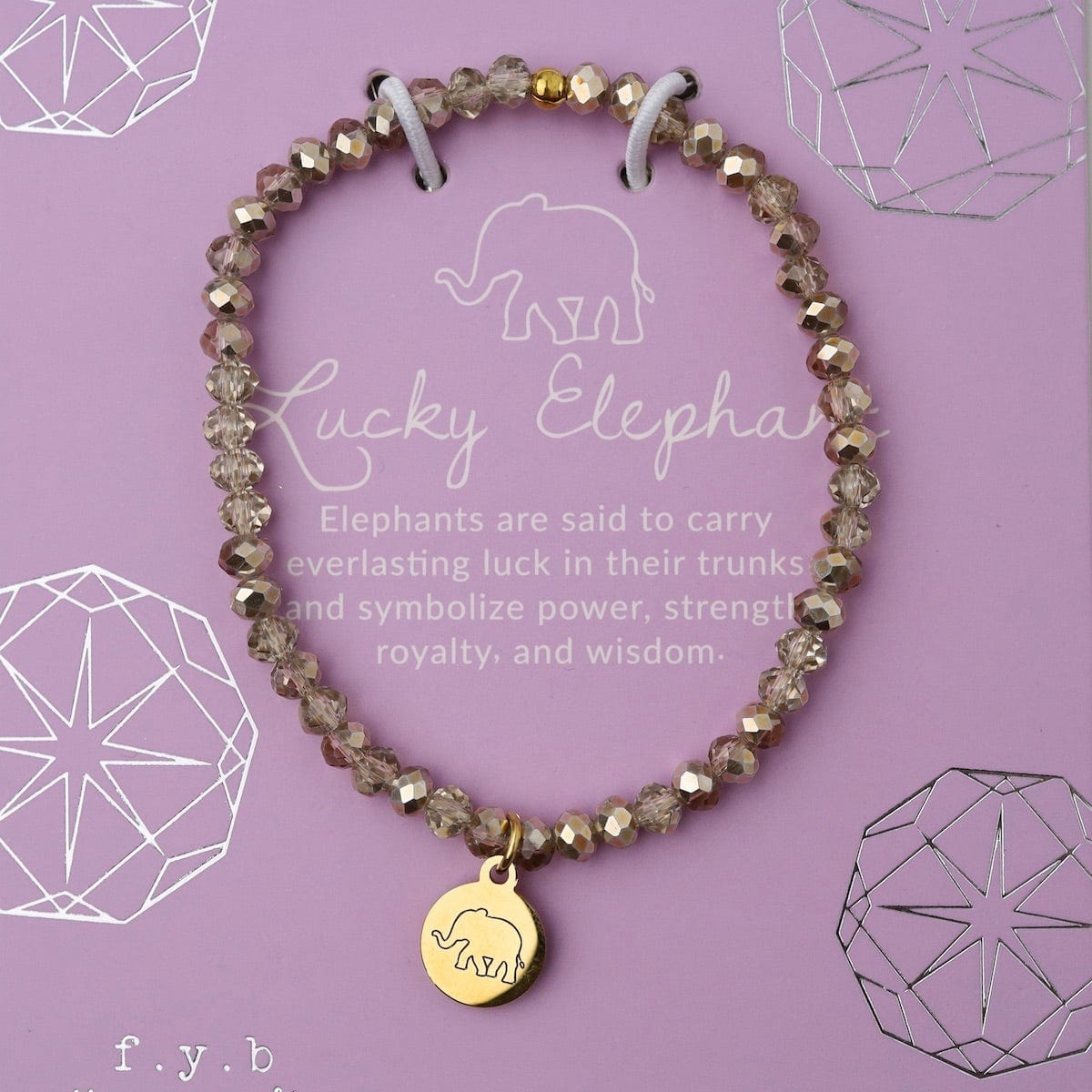 Lucky Elephant Stretchy Gold Crystal Bracelet Dandelion Jewelry