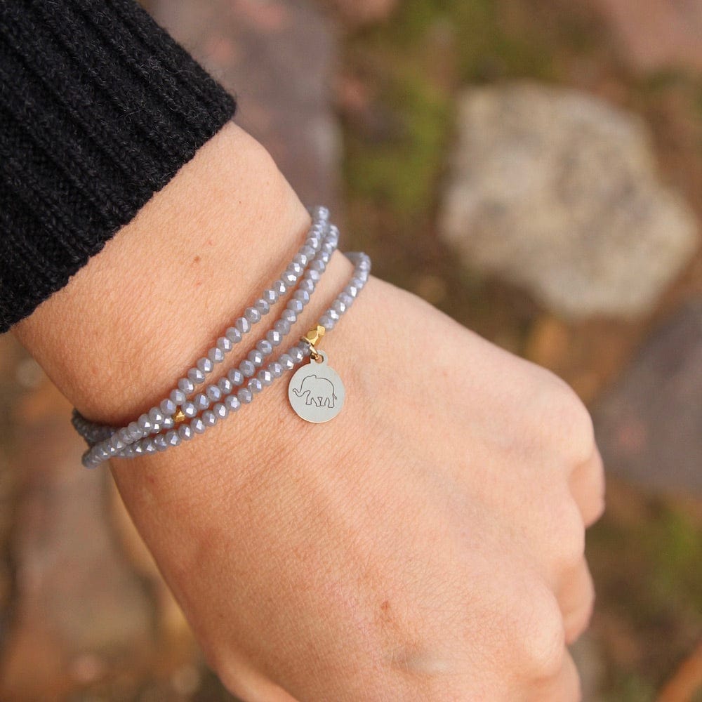 
                      
                        BRC Lucky Elephant ~ Stretchy Grey Crystal Wrap Bracelet
                      
                    