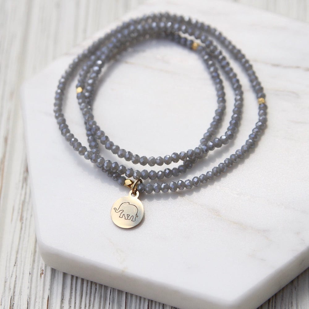 
                      
                        BRC Lucky Elephant ~ Stretchy Grey Crystal Wrap Bracelet
                      
                    