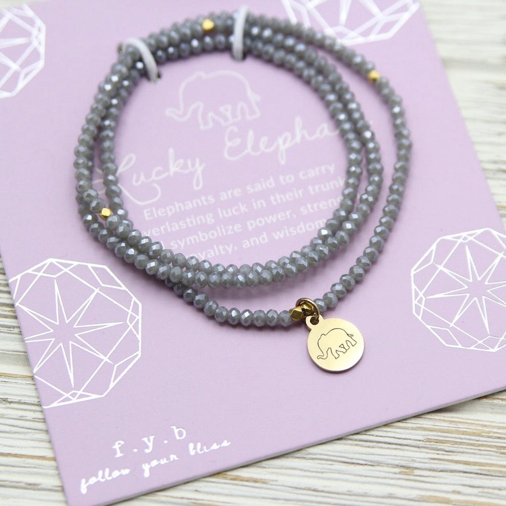 
                      
                        BRC Lucky Elephant ~ Stretchy Grey Crystal Wrap Bracelet
                      
                    