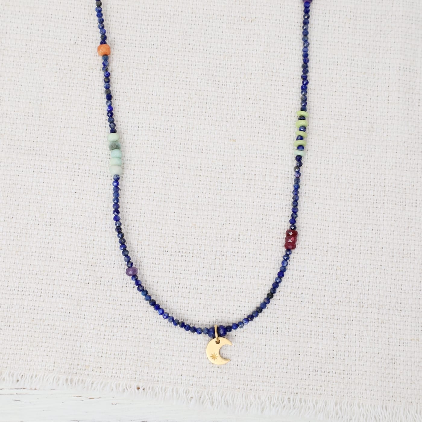 BRC Magnetic Gold Lapis with Crescent Bracelet/Necklac