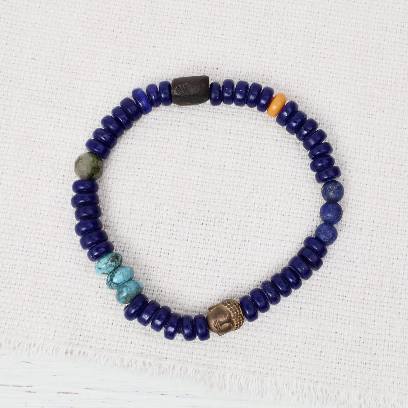 BRC Men’s Blue Sherpa Bead Bracelet with Buddha