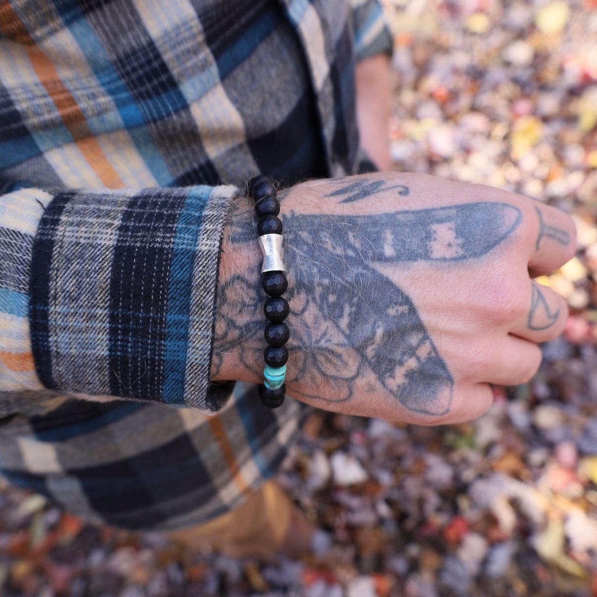 BRC Men's Onyx & Turquoise Bracelet