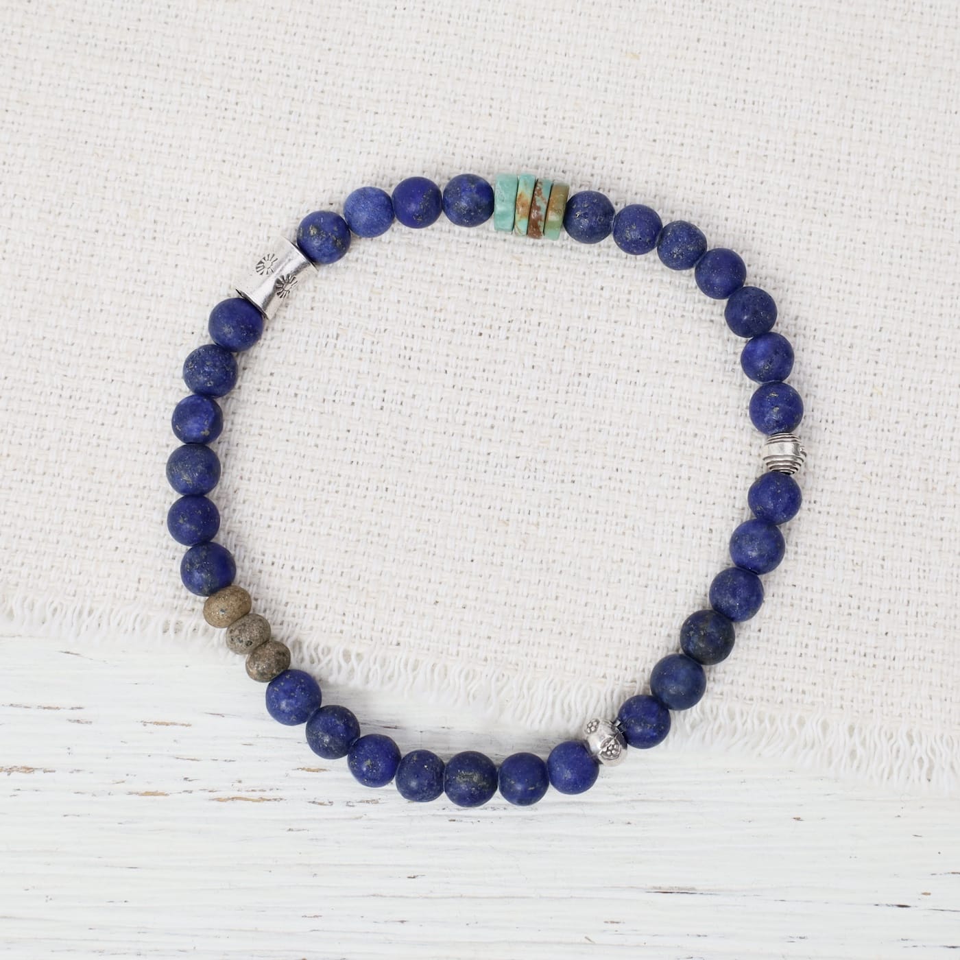 BRC Men’s Round Lapis Silver Bracelet