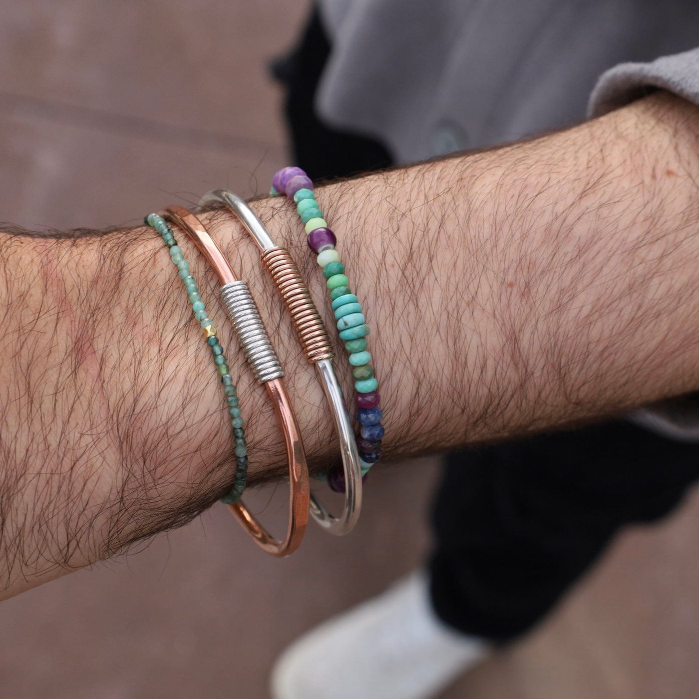 BRC Men's Silver Wrapped Copper Cuff Braclet