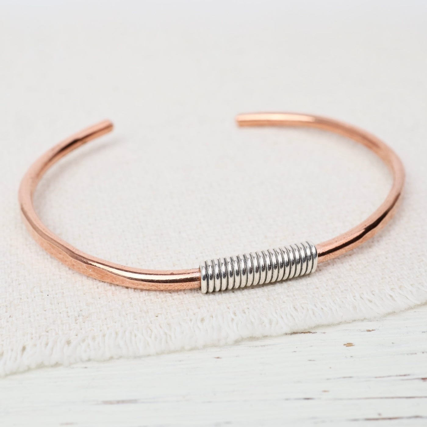 BRC Men's Silver Wrapped Copper Cuff Braclet