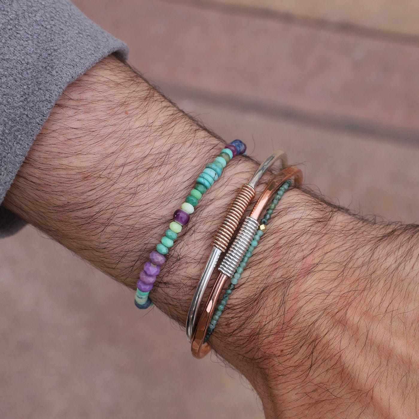 BRC Men's Sterling Silver Cuff With Brass Wrap