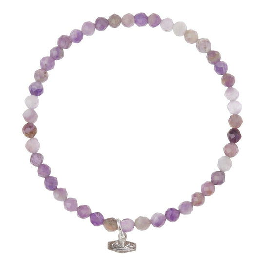 BRC Mini Faceted Stone Stacking Bracelet - Amethyst/Silver