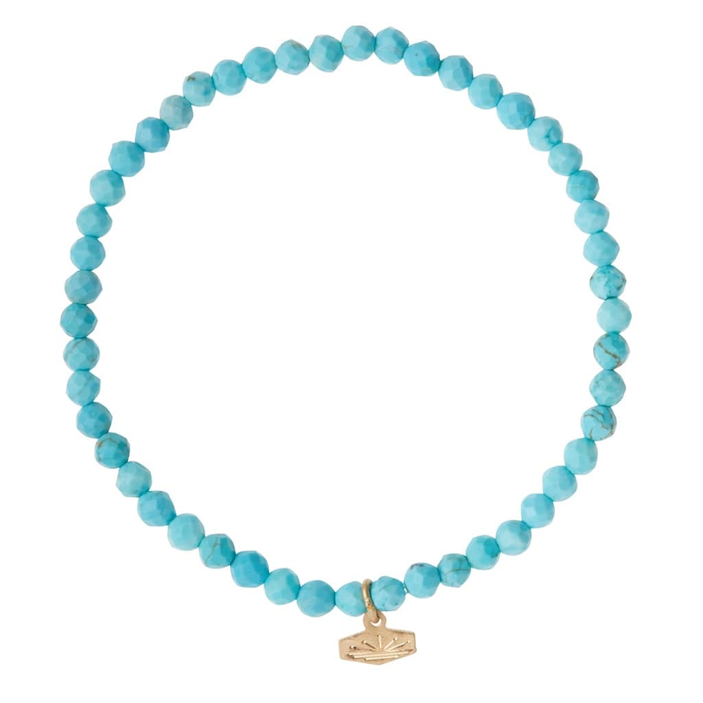 BRC Mini Faceted Stone Stacking Bracelet - Turquoise/Gold