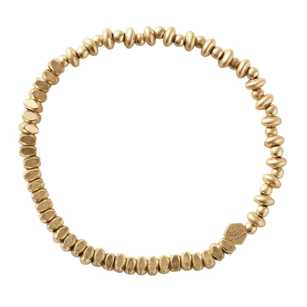 BRC Mini Metal Stacking Bracelet - Mixed Beads Gold