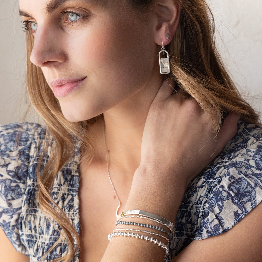 BRC Mini Metal Stacking Bracelet - Mixed Beads Silver