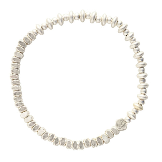 BRC Mini Metal Stacking Bracelet - Mixed Beads Silver