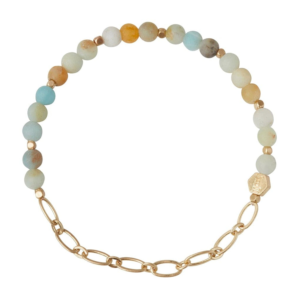 BRC Mini Stone with Chain Stacking Bracelet - Amazonite/Gold