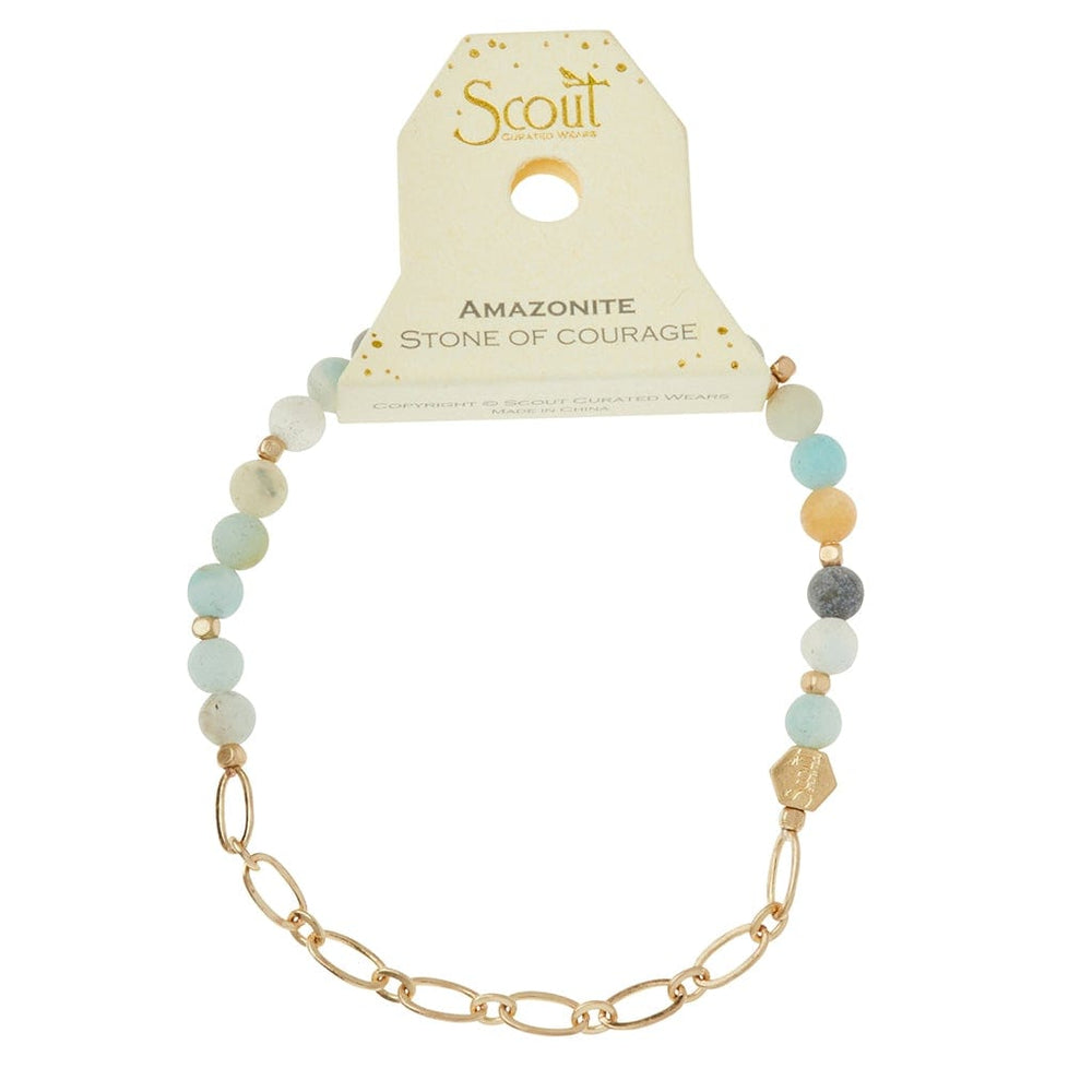 
                  
                    BRC Mini Stone with Chain Stacking Bracelet - Amazonite/Gold
                  
                