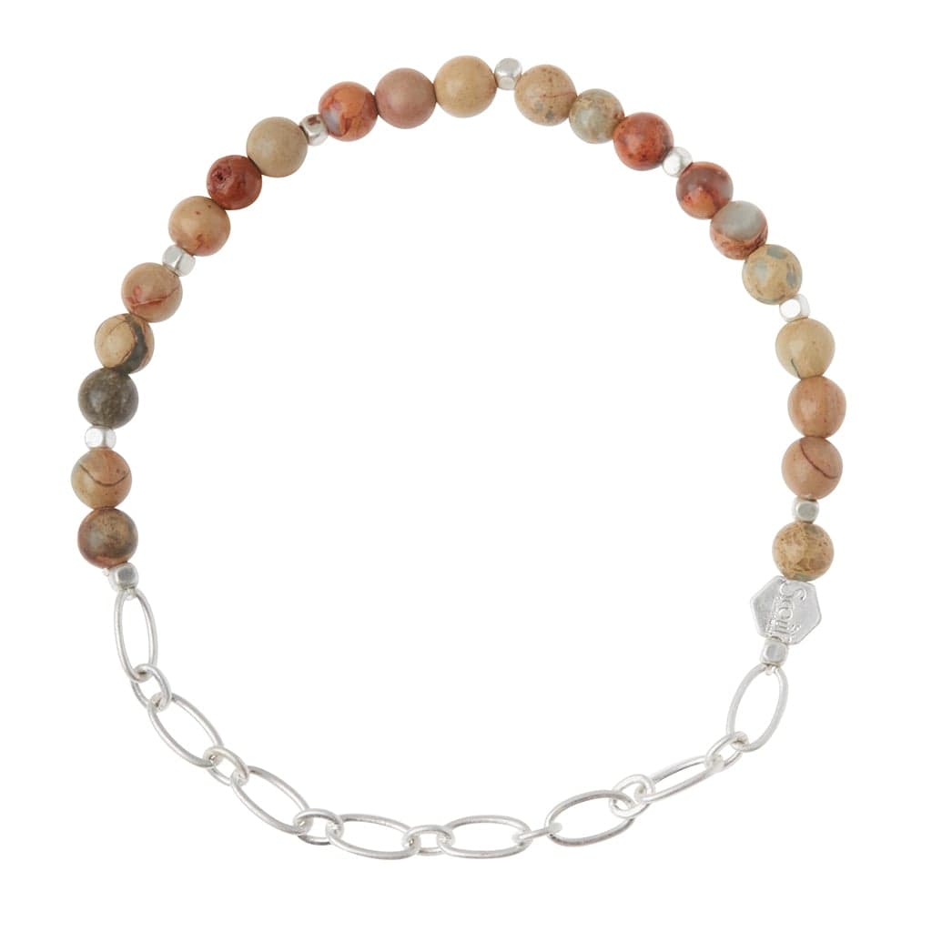 BRC Mini Stone with Chain Stacking Bracelet - Aqua Terra/Silver