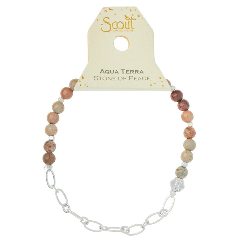 
                  
                    BRC Mini Stone with Chain Stacking Bracelet - Aqua Terra/Silver
                  
                