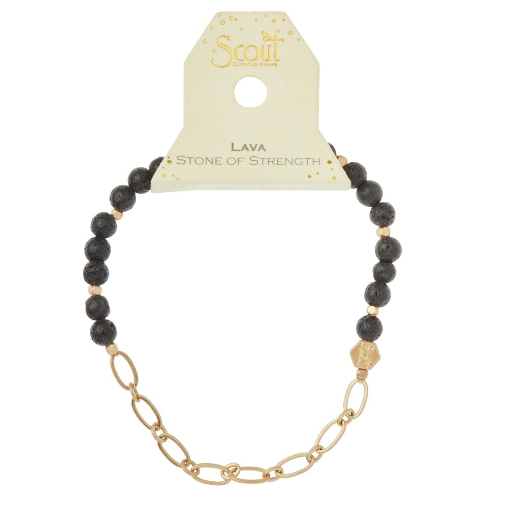 BRC Mini Stone with Chain Stacking Bracelet - Lava/Gold