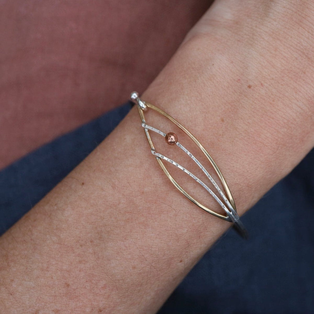 BRC Mixed Metal Slender Leaf Bracelet