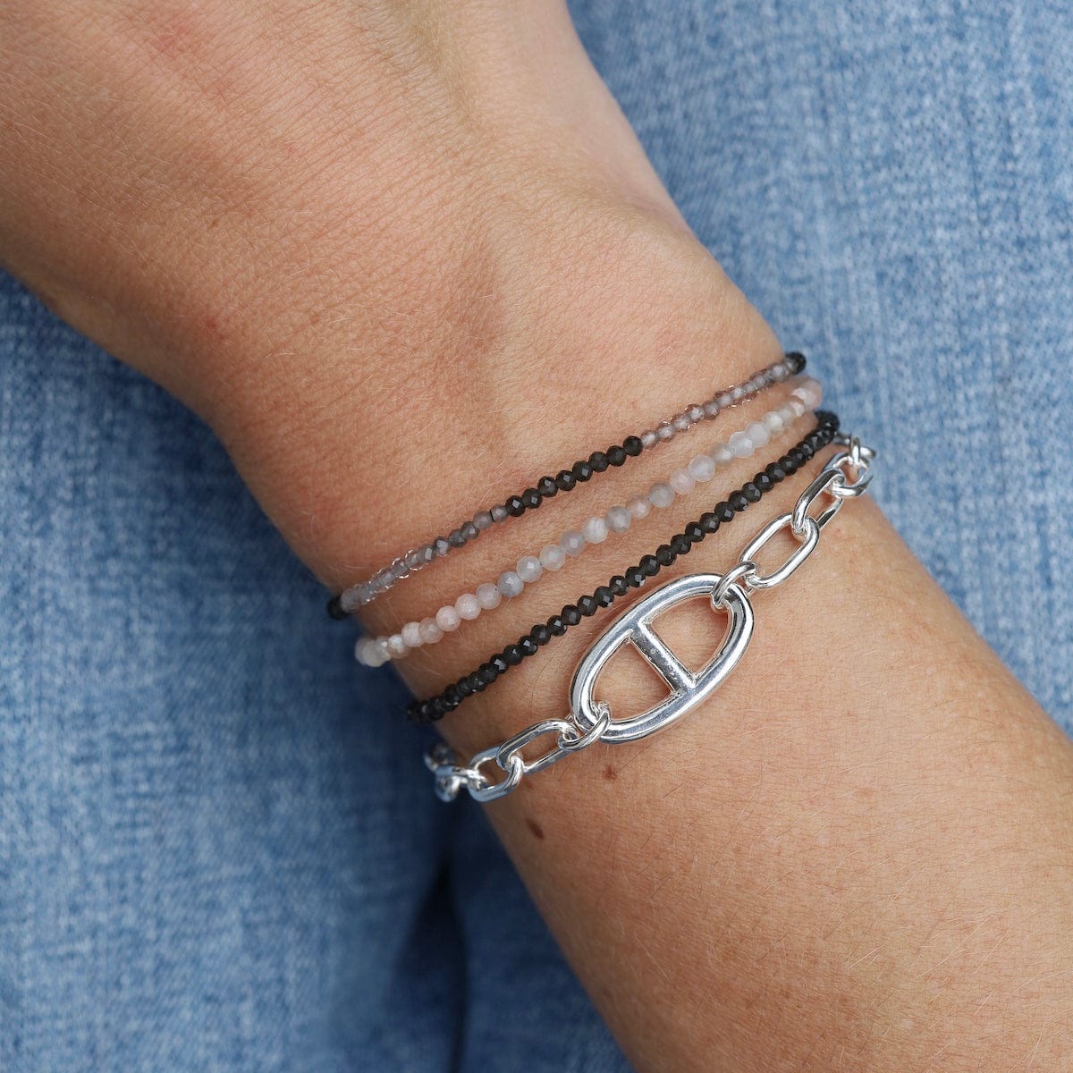 BRC Mixed Moonstone Simple Stone Bracelet