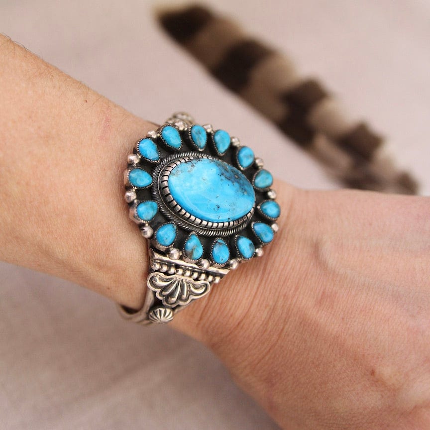 BRC Morenci Turquoise Center Cluster Cuff Bracelet